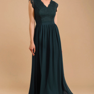 Green V Neck Sleeveless Formal Party Gown
