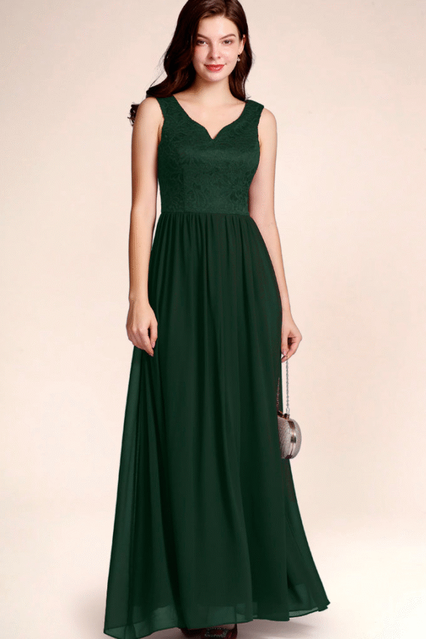 V Neck Prom Dress Green