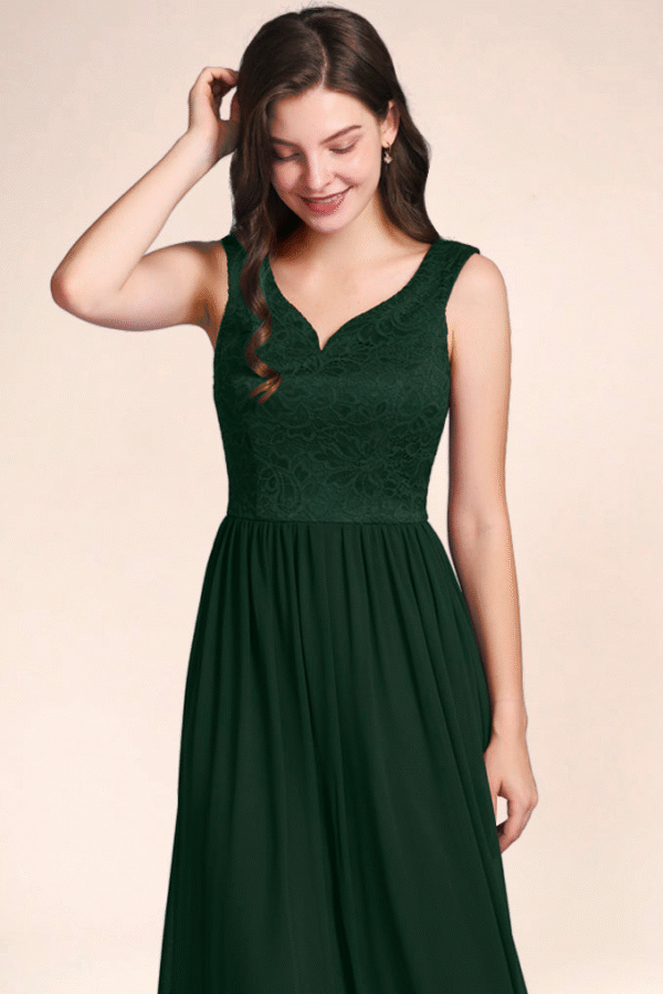 V Neck Prom Dress Green - Image 2