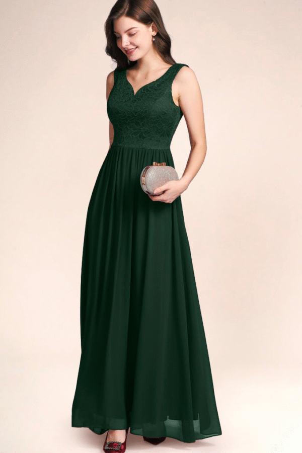 V Neck Prom Dress Green - Image 3