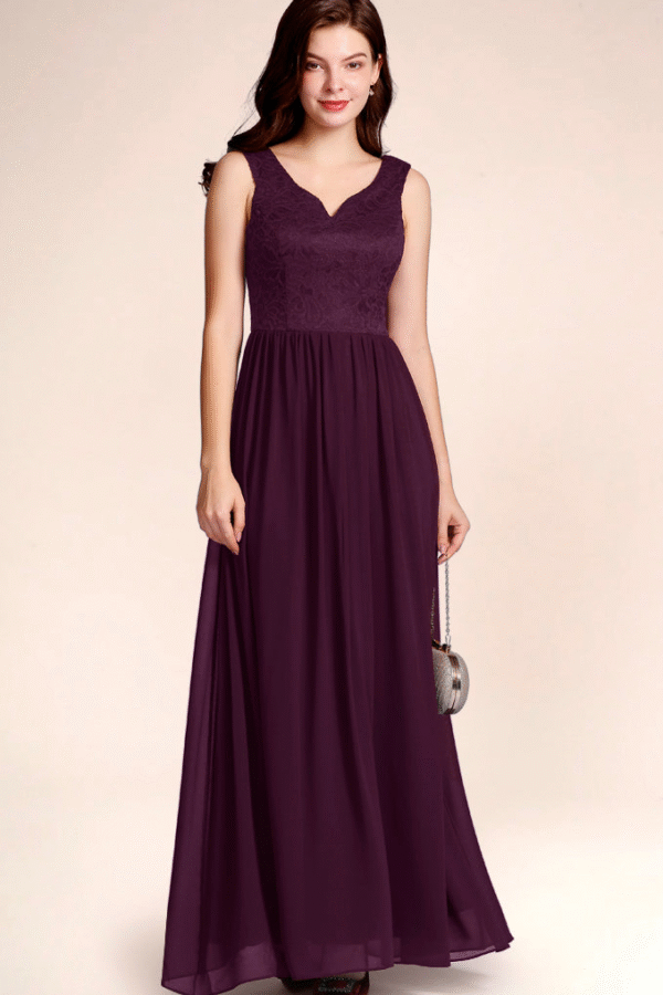 V Neck Prom Dress Grape - Image 3