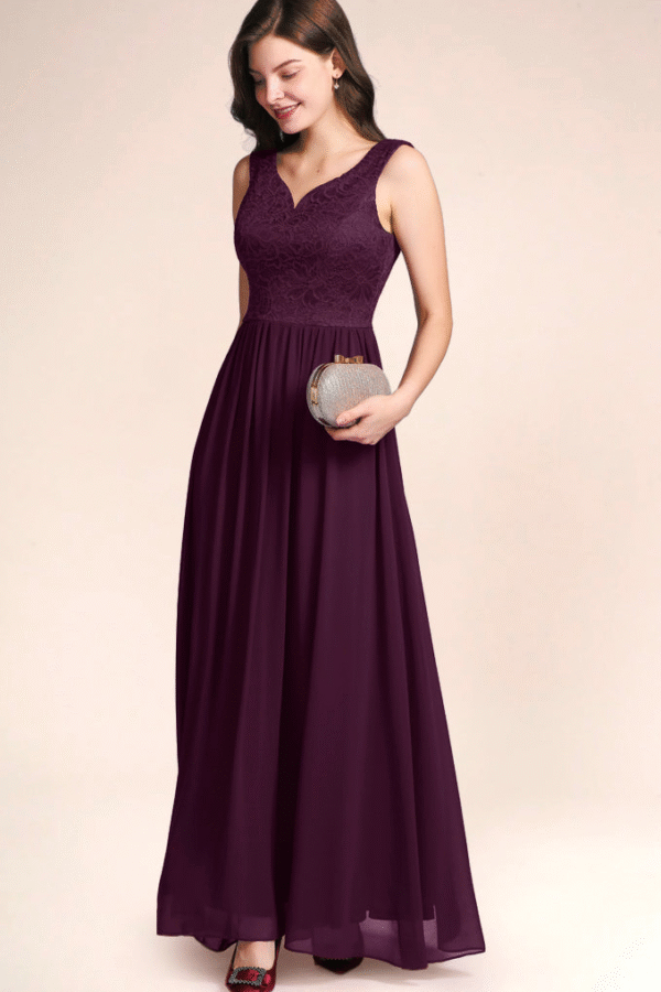 V Neck Prom Dress Grape - Image 2